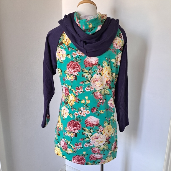 Vanilla Bay Floral Mini Dress with Hood - Teal and Purple - Picture 8 of 13